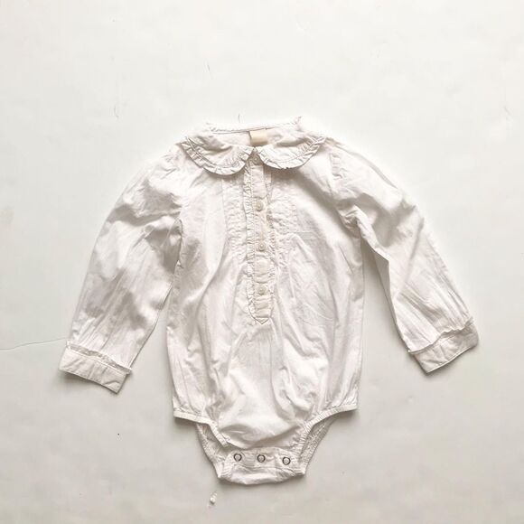 Oshkosh Ivory peterpan collar diaper shirt EUC 18m - Picture 1 of 4